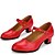 Недорогие Обувь для бальных и современных танцев-Жен. Обувь для модерна На каблуках На низком каблуке Кожа Черный / Красный / Серебро