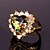 cheap Rings-Women&#039;s Band Ring Statement Ring Opal AAA Cubic Zirconia Gold Brass Zircon Cubic Zirconia Ladies Party Work Wedding Party Jewelry Solitaire Simulated Heart Love Cute