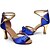 cheap Latin Shoes-Women&#039;s Latin Shoes Sandal Customized Heel Satin Buckle Black / Royal Blue / Leather
