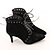 cheap Women&#039;s Boots-Women&#039;s Shoes Synthetic Winter Fall Combat Boots Stiletto Heel Booties/Ankle Boots Rivet Lace-up for Casual Black
