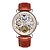 preiswerte Armbanduhr-Herren Armbanduhr Automatikaufzug Wasserdicht / Transparentes Ziffernblatt Leder Band Schwarz / Braun Marke