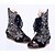 cheap Women&#039;s Sandals-Women&#039;s Spring Summer Fall Leather Wedding Dress Party &amp; Evening Wedge Heel Crystal Black