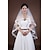 cheap Wedding Veils-Two-tier Lace Applique Edge Wedding Veil Fingertip Veils with Rhinestone / Appliques Tulle / Classic