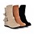 cheap Women&#039;s Boots-Women&#039;s Shoes Fleece Wedge Heel Wedges/Fashion Boots/Round Toe Boots Dress/Casual Black/Yellow/Beige