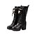 Χαμηλού Κόστους Γυναικείες Μπότες-Γυναικεία Αποκλείστε τις μπότες των τακουνιών Κοντόχοντρο Τακούνι Κορδόνια Δερματίνη 20.32-25.4 cm / Μπότες στη Μέση της Γάμπας Φθινόπωρο / Χειμώνας Μαύρο / Καφέ