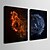 cheap Prints-Stretched Canvas Print Animals Fantasy Two Panels Vertical Print Wall Decor Home Decoration