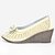 cheap Women&#039;s Heels-Women&#039;s Shoes Leather Summer Wedge Heel Hollow-out For Casual Black Beige Yellow