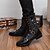 baratos Botas para Homem-Homens Sem Salto Casual Presilha Cadarço Courino 15.24-20.32 cm Botas Cano Médio Outono Inverno Preto