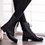 baratos Botas de mulher-Mulheres Sapatos Courino Outono / Inverno Coturnos Salto Baixo 15.24-20.32 cm / Botas Cano Médio Cadarço Preto