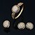 זול סטים של תכשיטים-בגדי ריקוד נשים זירקוניה מעוקבת ציפוי זהב סגסוגת Circle Shape Geometric Shape חמוד מסיבה צמיד צמיד עגילים שרשראות טבעת תכשיטי תלבושות
