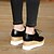 זול נעלי עקב לנשים-נשים נעליים דמוי עור סתיו עקב וודג&#039; עבור קזו&#039;אל שמלה שחור