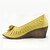 cheap Women&#039;s Heels-Women&#039;s Shoes Leather Summer Wedge Heel Hollow-out For Casual Black Beige Yellow