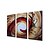 olcso Olajfestmények-Hang festett olajfestmény Kézzel festett - Absztrakt Modern Tartalmazza belső keret / Három elem / Nyújtott vászon