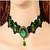 cheap Necklaces-Women&#039;s Sapphire Choker Necklace Ladies European Fashion Synthetic Gemstones Lace Alloy Green Royal Blue Necklace Jewelry For Special Occasion Birthday Gift