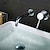 ieftine Multi Găuri-robinet din alamă pentru chiuvetă de baie, montare pe perete argintiu, crom cu un singur mâner, robinete pentru baie cu două găuri cu comutator cald și rece