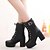 cheap Women&#039;s Boots-Women&#039;s Shoes New Arrival Flange Lace-Up Chunky Heel Bootie / Round Toe Boots Casual Black