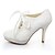 cheap Wedding Shoes-Women&#039;s Fall / Winter Stiletto Heel / Platform Wedding Dress Ribbon Tie Stretch Satin Ivory
