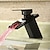 abordables Classiques-mitigeur de salle de bain bronze huilé avec cascade led 3 couleurs robinet de lavabo en laiton noir réglable à l&#039;eau froide et chaude