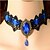 cheap Necklaces-Women&#039;s Sapphire Choker Necklace Ladies European Fashion Synthetic Gemstones Lace Alloy Green Royal Blue Necklace Jewelry For Special Occasion Birthday Gift