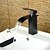 abordables Classiques-Robinet de salle de bain, cascade en bronze huilé mitigeur robinet de lavabo de salle de bain à un trou avec vidange et valve en céramique, poignée en alliage de zinc et interrupteur chaud/froid