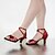 olcso Latin cipők-Személyre szabható Női Latin Műbőr Magassarkúk Kezdő Beltéri Csat Pántlika Fűzős Kubai sarok Meztelen Burgundi vörös 5,08 cm - 6,98 cm