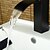 abordables Classiques-Robinet de salle de bain, cascade en bronze huilé mitigeur robinet de lavabo de salle de bain à un trou avec vidange et valve en céramique, poignée en alliage de zinc et interrupteur chaud/froid
