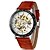 cheap Mechanical Watches-Men&#039;s Wrist Watch Mechanical Watch Automatic self-winding Hollow Engraving PU Band Analog Luxury Brown - Brown