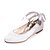 cheap Wedding Shoes-Women&#039;s Wedding Shoes Lace Up Sandals Strappy Sandals Plus Size Wedding Solid Colored Wedding Flats Summer Pearl Ribbon Tie Flat Heel Round Toe Sweet Satin Silver White Ivory