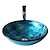 halpa Pesualtaat-sininen pyöreä kromi karkaistu lasiallas, jossa suora putkihana, altaan tuki ja viemäri