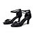 Недорогие Обувь для латиноамериканских танцев-Women&#039;s Latin Shoes Sandal Customized Heel Satin Rhinestone Satin Flower Buckle Black / Indoor / Ballroom Shoes / Leather / Salsa Shoes / EU39