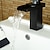 abordables Clásico-Grifo para lavabo de baño, juego central de bronce aceitado en cascada, grifos de baño de un solo mango generalizados con interruptor de agua caliente y fría