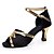 cheap Latin Shoes-Women&#039;s Latin Shoes Sandal Customized Heel Satin Satin Flower Buckle Black / Indoor / Leather / Salsa Shoes