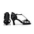 abordables Chaussures de danses latines-Femme Chaussures Latines Sandale Talon Personnalisé Satin Strass Boucle Noir / Intérieur / Salon / Cuir / Chaussures de Salsa