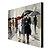 cheap People Paintings-Oil Painting Poeple Taking Umbrellas Hand Painted Canvas with Stretched Framed
