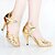 baratos Sapatos de Dança-Mulheres Sapatos de Dança Latina Couro Fivela Salto Presilha Salto Agulha Personalizável Sapatos de Dança Dourado
