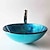 cheap Vessel Sinks-Round Artistic Vanity Basin Sink Bathroom Vessel Tempered Glass Bowl 16.5 inch, Art Wash Basin Mixer Faucet Set with Pop-up Drain, Boat Shape Countertop Above Counter Washroom