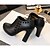 cheap Women&#039;s Boots-Women&#039;s Fall / Winter Chunky Heel Dress Party &amp; Evening Office &amp; Career Rivet / Zipper Leather / Patent Leather 5.08-10.16 cm / Booties / Ankle Boots Black