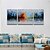 cheap Abstract Paintings-Oil Painting Modern Abstract Set of 3 Hand Painted Canvas with Stretched Framed