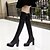 cheap Women&#039;s Boots-Women&#039;s Wedge Heel Casual Zipper Leatherette &gt;50.8 cm Thigh-high Boots Winter Black