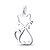 baratos Colares-moda prata esterlina feminina conjunto com pingente de gatinho de zircão com cadeia de caixa de prata