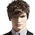 cheap Human Hair Pieces &amp; Toupees-Synthetic Wig Wavy Wavy With Bangs Wig Short Brown Synthetic Hair Men&#039;s Side Part Brown