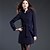 cheap Women&#039;s Coats &amp; Trench Coats-Women&#039;s Solid Blue Coat , Casual Long Sleeve Tweed