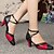cheap Ballroom Shoes &amp; Modern Dance Shoes-Women&#039;s Latin Shoes Leather Heel Buckle Stiletto Heel Customizable Dance Shoes Black and Red / Indoor