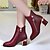 cheap Women&#039;s Boots-Women&#039;s Shoes Leather Chunky Heel Combat Boots Boots Party &amp; Evening / Dress / Casual Black / Burgundy
