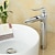 abordables Clásico-grifo del lavabo del baño - grifos de baño monomando de un solo mango con centro de cromo en cascada
