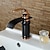billiga Klassisk-svart &amp; guld badrum diskbänk - vattenfall oljegummi brons utbrett enstaka handtag en holebath kranar / mässing