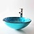 cheap Vessel Sinks-Round Artistic Vanity Basin Sink Bathroom Vessel Tempered Glass Bowl 16.5 inch, Art Wash Basin Mixer Faucet Set with Pop-up Drain, Boat Shape Countertop Above Counter Washroom