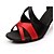 رخيصةأون أحذية لاتيني-نسائي أحذية رقص صندل كعب مخصص ستان مشبك مفرغ أسود والأحمر / داخلي / جلد / أحذية سالسا