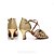 cheap Latin Shoes-Women&#039;s Latin Shoes Sandal Customized Heel Faux Leather Sparkling Glitter Buckle Gold / Indoor / Salsa Shoes