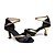 Недорогие Обувь для латиноамериканских танцев-Жен. Обувь для латины Сандалии Каблуки на заказ Сатин Пряжки Черный / В помещении / Кожа / Обувь для сальсы